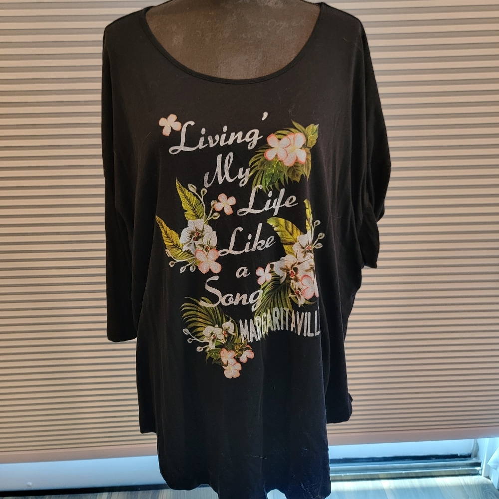 Margaritaville Blk Livin My Life Like A Song Lg Top